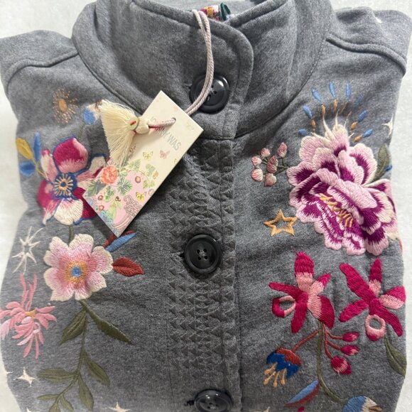 New Johnny Was Celestia Embroidered Coat Womens L Wearable Art Fairy Boho Whimsy - Picture 16 of 16